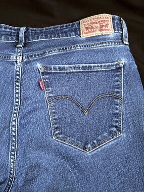 Levi's Womens Boot Cut Jeans 33/32 Blue 100% Cotton High Rise Stretch